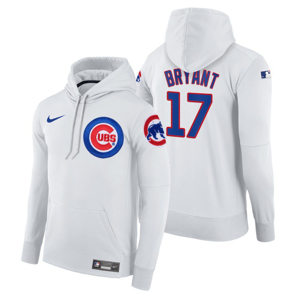 Men Chicago Cubs #17 Bryant white home hoodie 2021 MLB Nike Jerseys